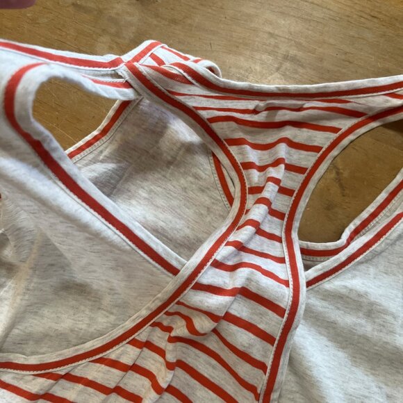 DEMYLEE Women’s Orange White Striped Side Slit Maxi Tshirt Cover Up Dress Sz L - Picture 11 of 11